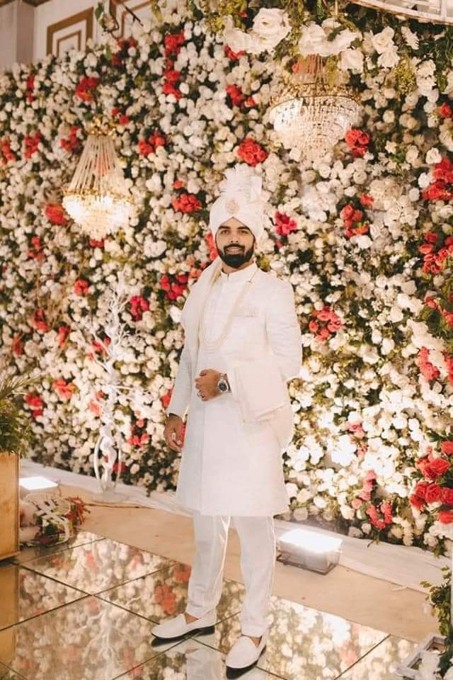 White Self-Embroidered Silk-Blend Groom Sherwani (3-Piece) - Image 3