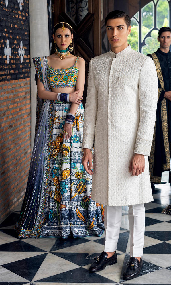 White Self-Embroidered Silk-Blend Sherwani (2-Piece) - Image 4