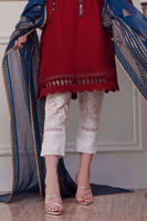 Pakistani White Embroidered Organza Kalidaar Dress (3-Piece) - Image 11