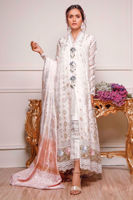 Pakistani White Embroidered Organza Kalidaar Dress (3-Piece) - Image 2