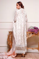 Pakistani White Embroidered Organza Kalidaar Dress (3-Piece) - Image 4