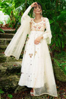 White Kamdani Raw Silk Kalidar Dress (3-Piece) - Image 4