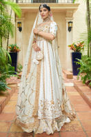 White Dabka Embroidered Raw Silk Kalidar (3-Piece) - Image 4