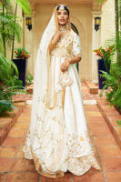 White Dabka Embroidered Raw Silk Kalidar (3-Piece) - Image 6