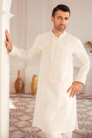 White Resham Embroidered Cotton Katan Kurta (2-Piece) - Image 4