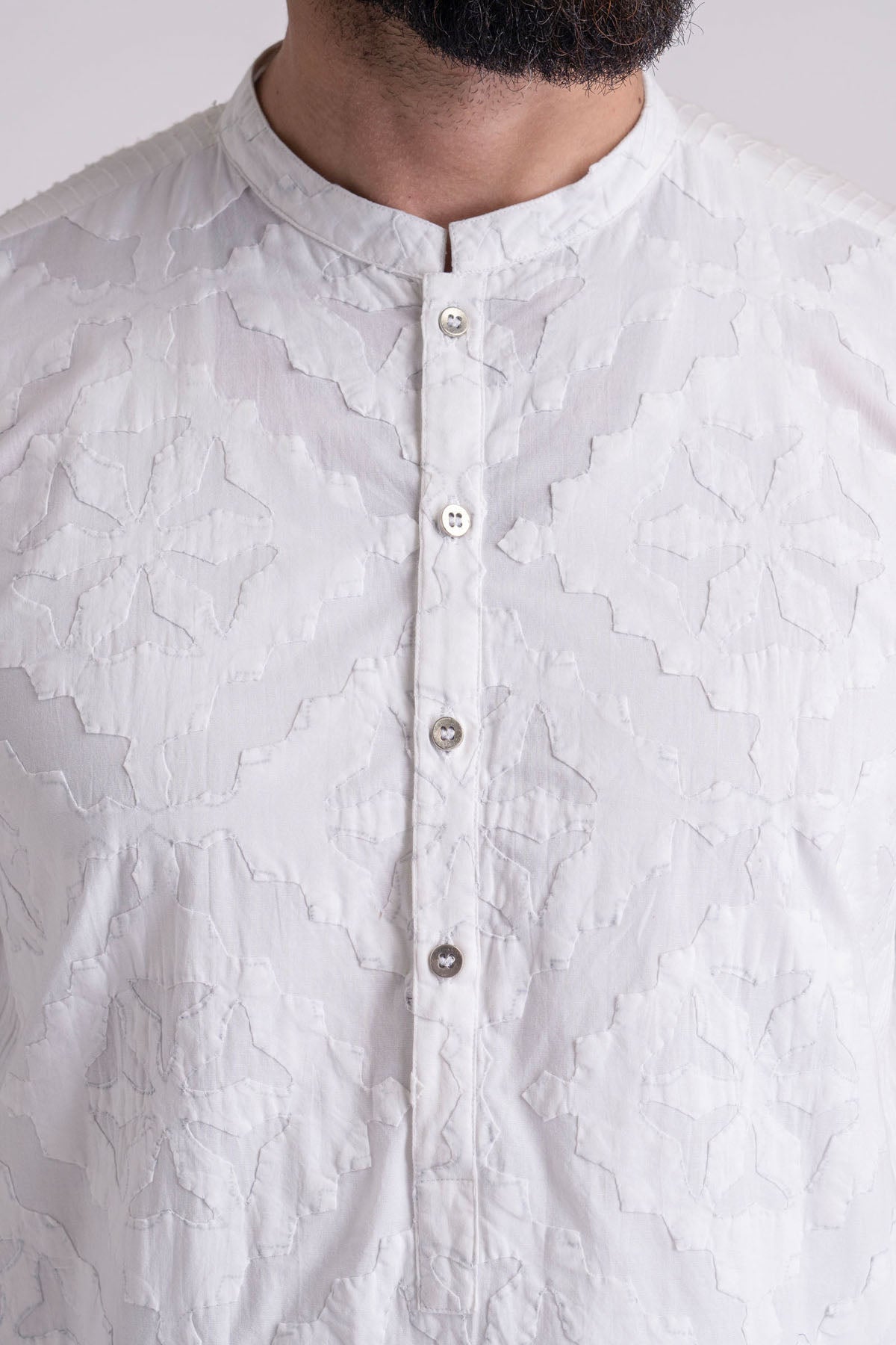 White Ralli Work Cotton Kurta (2-Piece) - Image 2