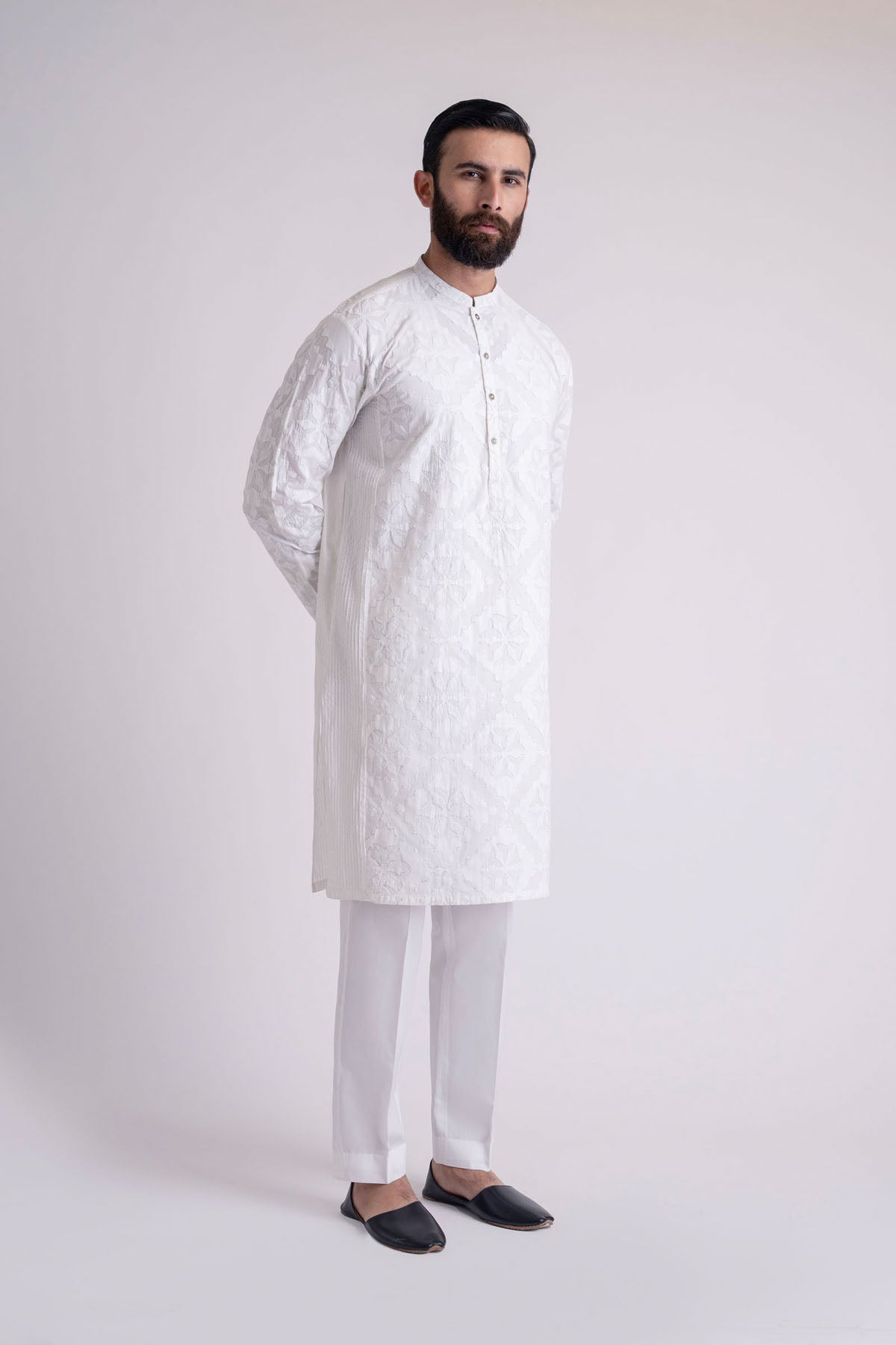 White Ralli Work Cotton Kurta (2-Piece) - Image 3
