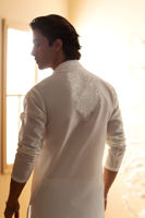 White Embroidered Cotton Kurta (2-Piece) - Image 3