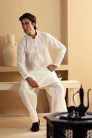 White Embroidered Cotton Kurta (2-Piece) - Image 5
