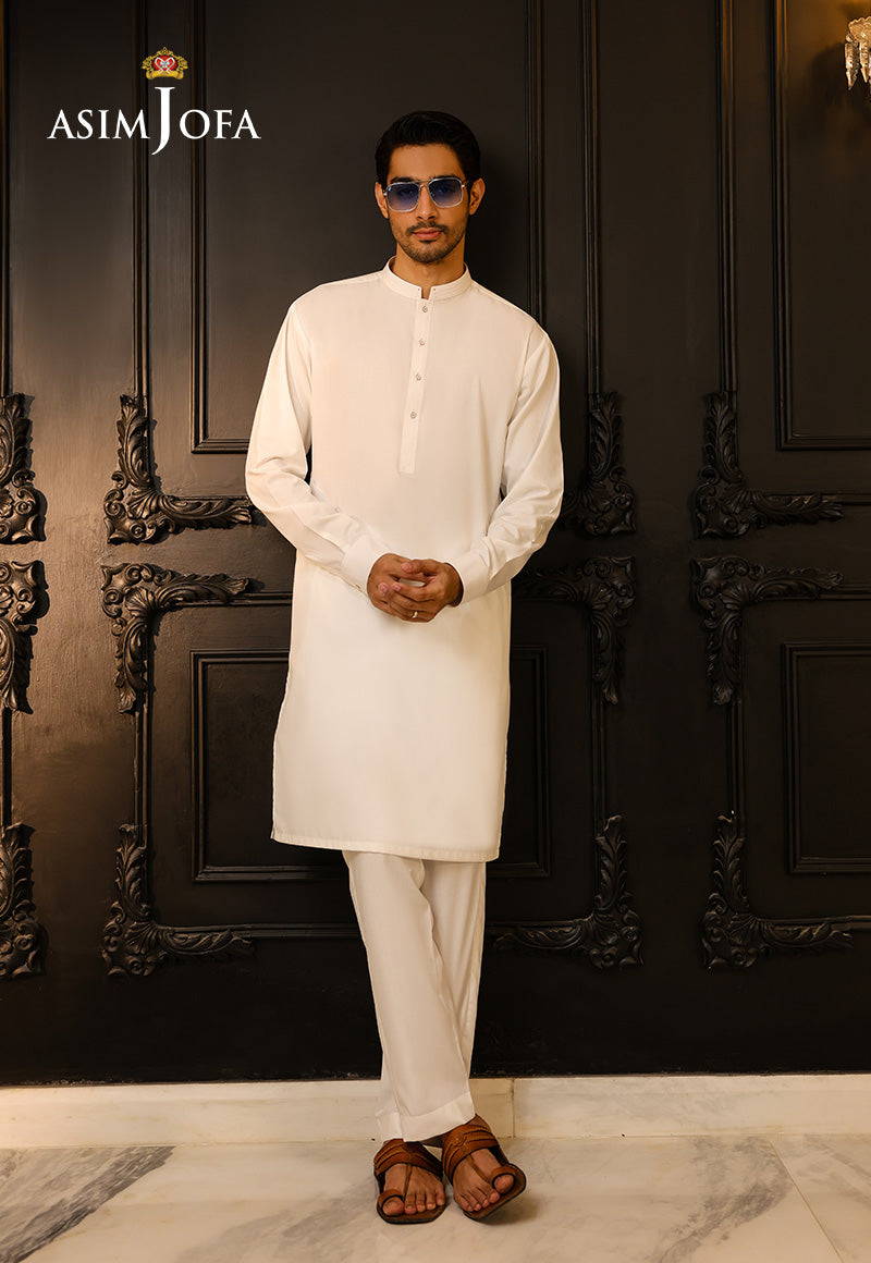 White Tonal-Stitched Blended Fabric Kurta Pajama (2-Piece) - Image 3