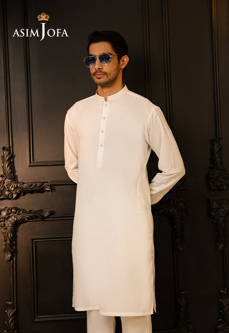 White Tonal-Stitched Blended Fabric Kurta Pajama (2-Piece) - Image 4
