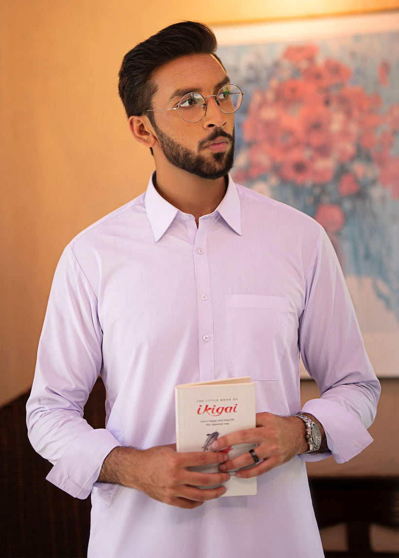 White Blended Fabric Kurta Pajama Set (2-Piece) - Image 2