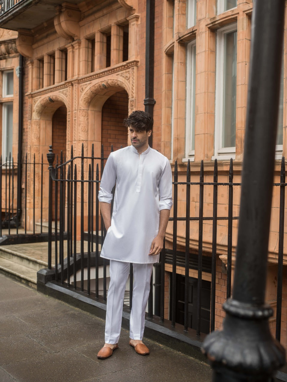 White Cotton Kurta Pajama Set (2-Piece) - Image 2