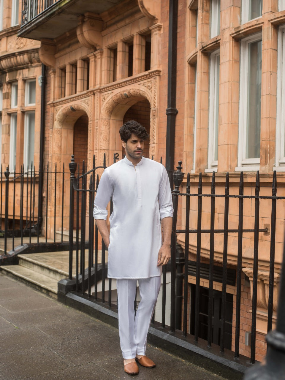 White Cotton Kurta Pajama Set (2-Piece) - Image 3