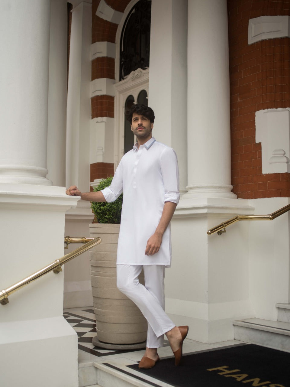 White Cotton Kurta Pajama Set (2-Piece) - Image 2