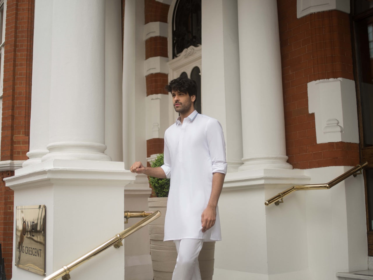 White Cotton Kurta Pajama Set (2-Piece) - Image 3