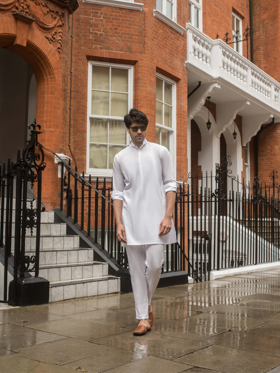 White Cotton Kurta Pajama Set (2-Piece) - Image 2