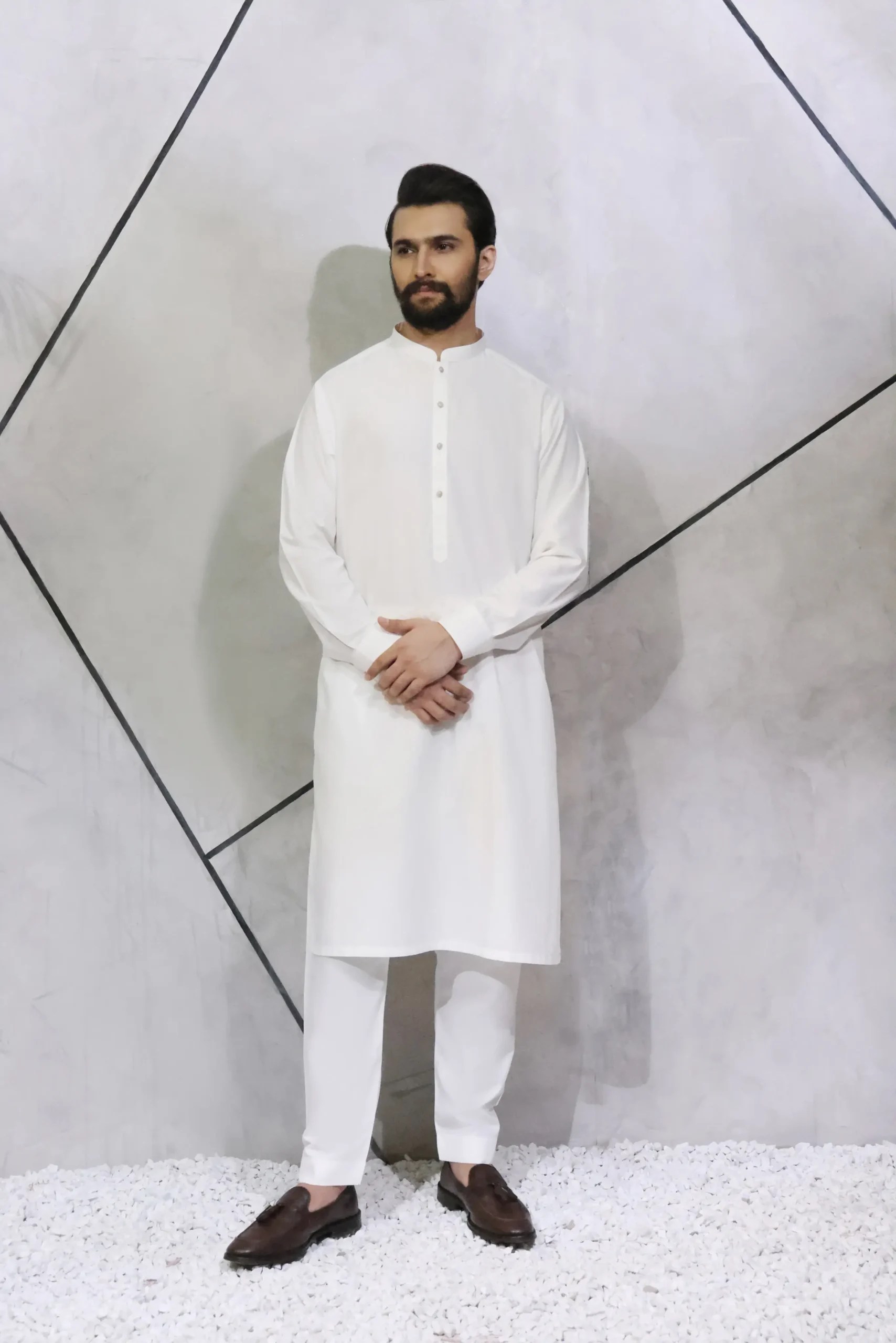 Pure White Cotton Kurta Pajama (2-Piece) - Image 1