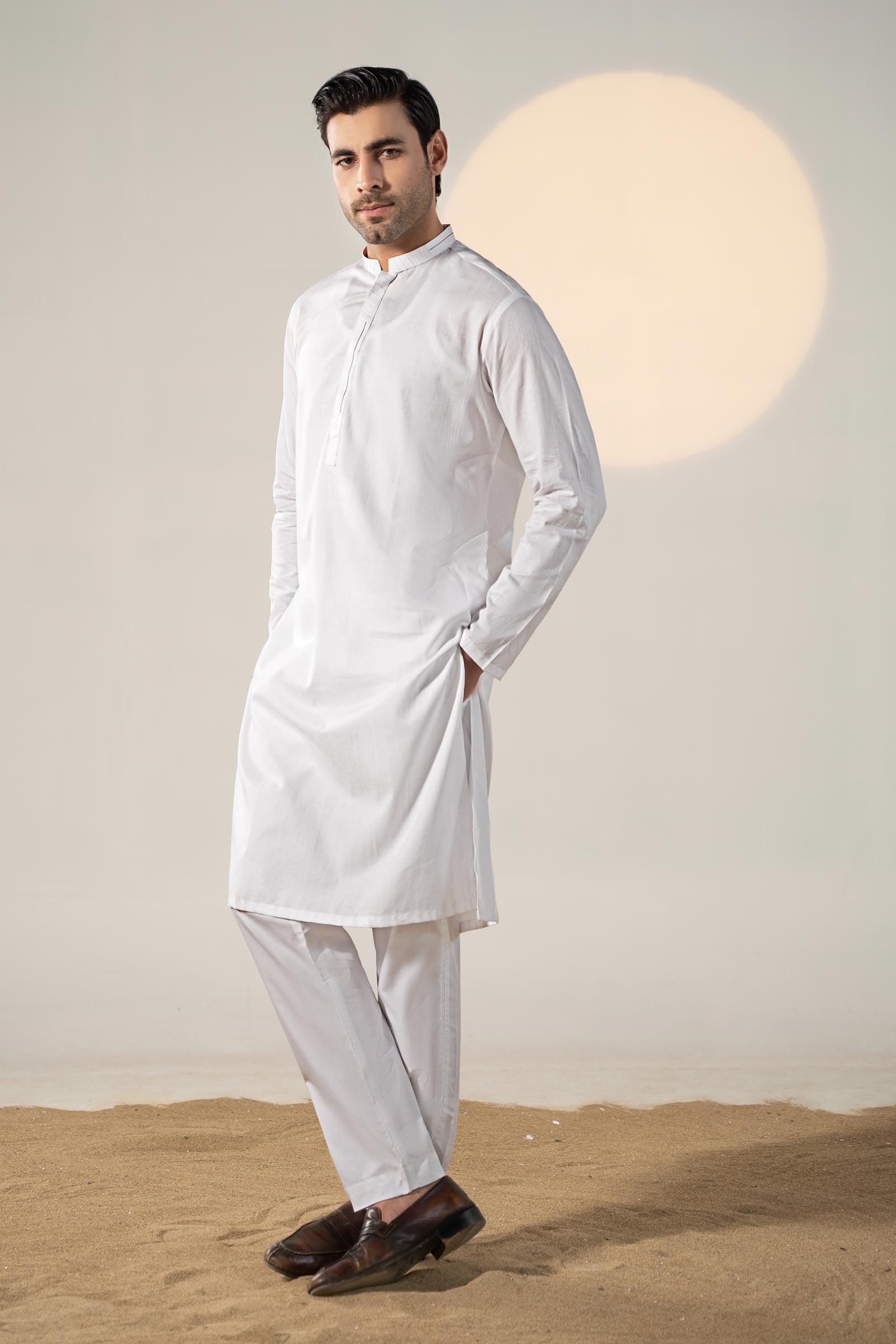 White Self-Print Dobby Cotton Kurta Pajama (2-Piece) - Image 6