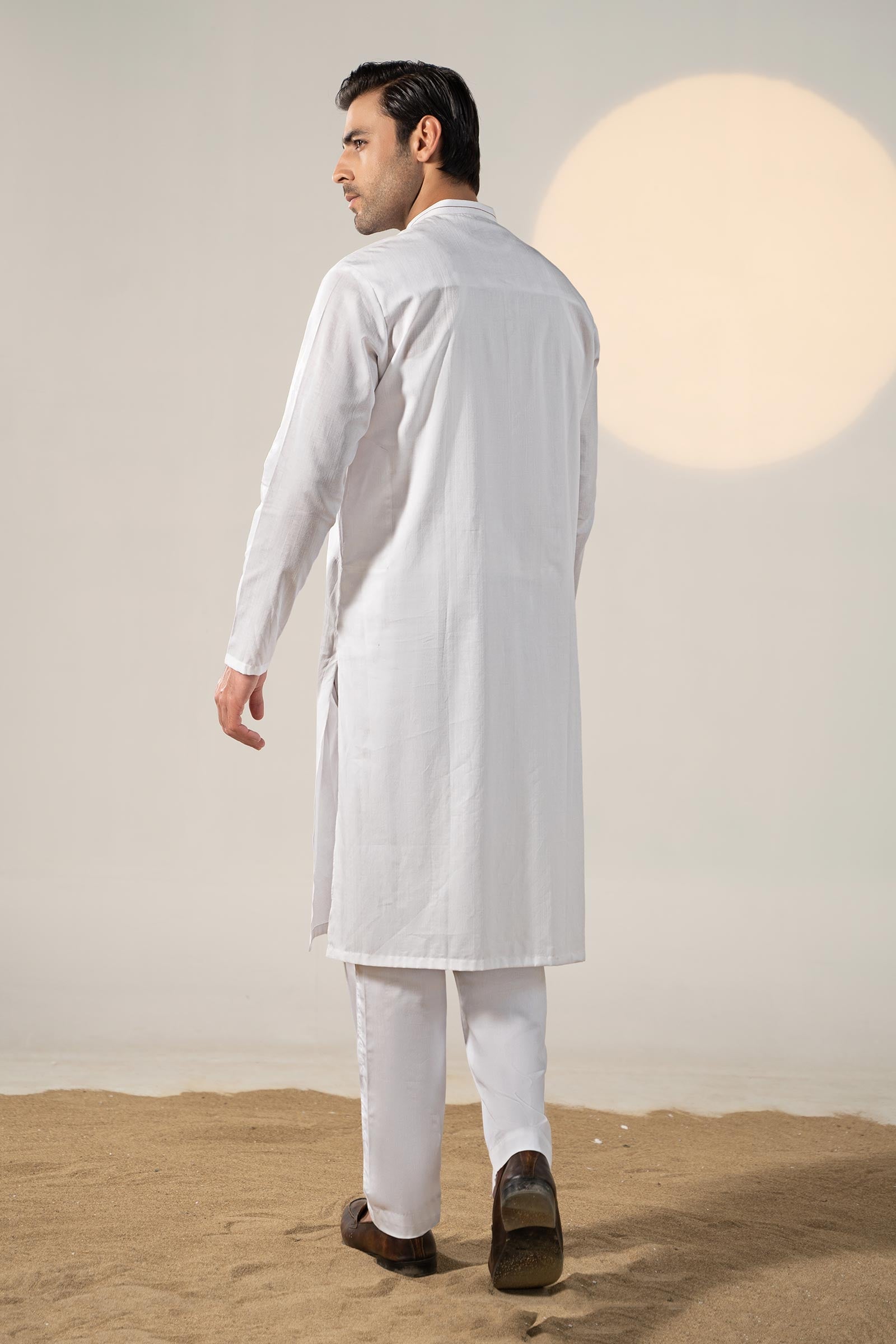 White Self-Print Dobby Cotton Kurta Pajama (2-Piece) - Image 8