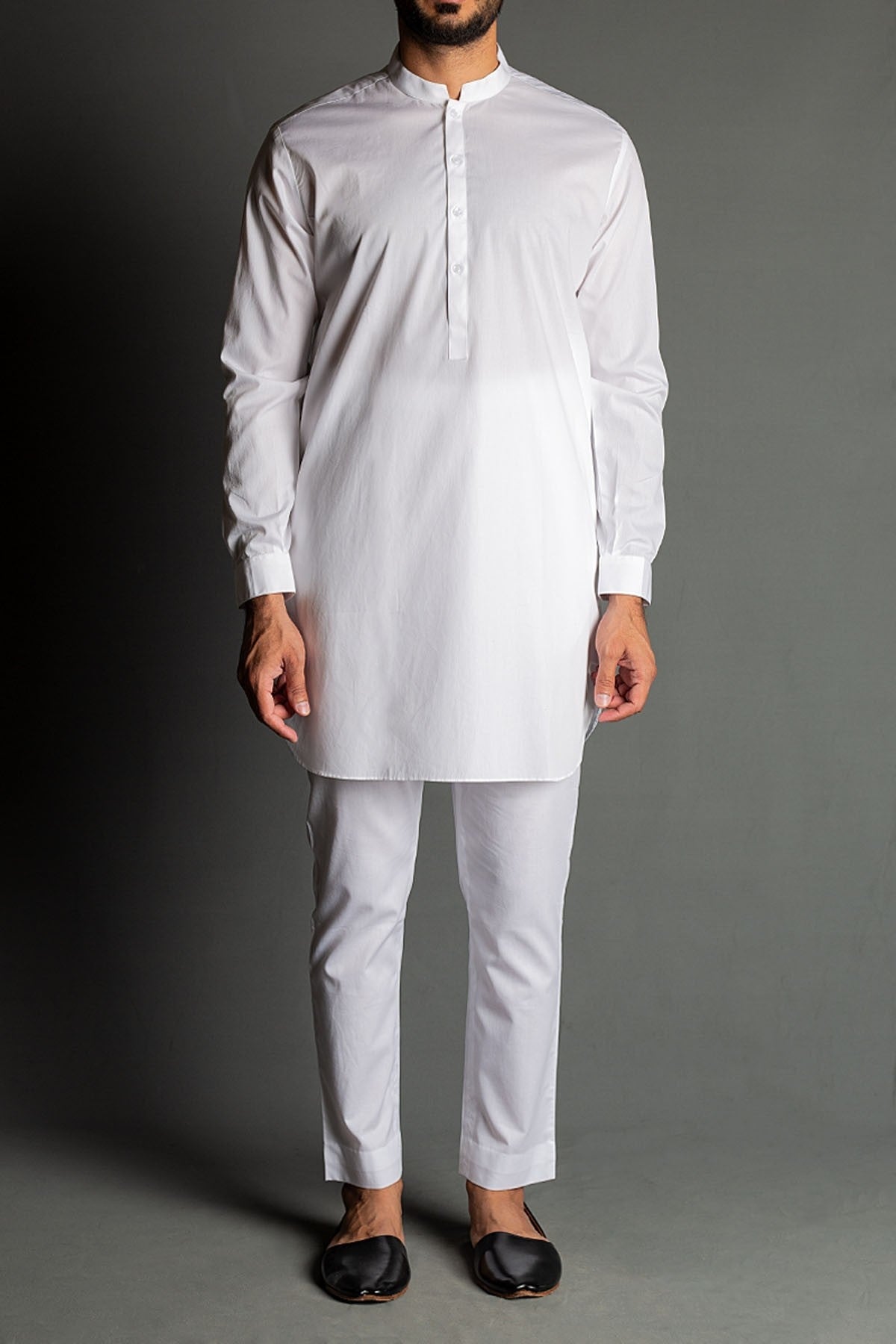 White Egyptian Cotton Kurta Pajama Set (2-Piece) - Image 1