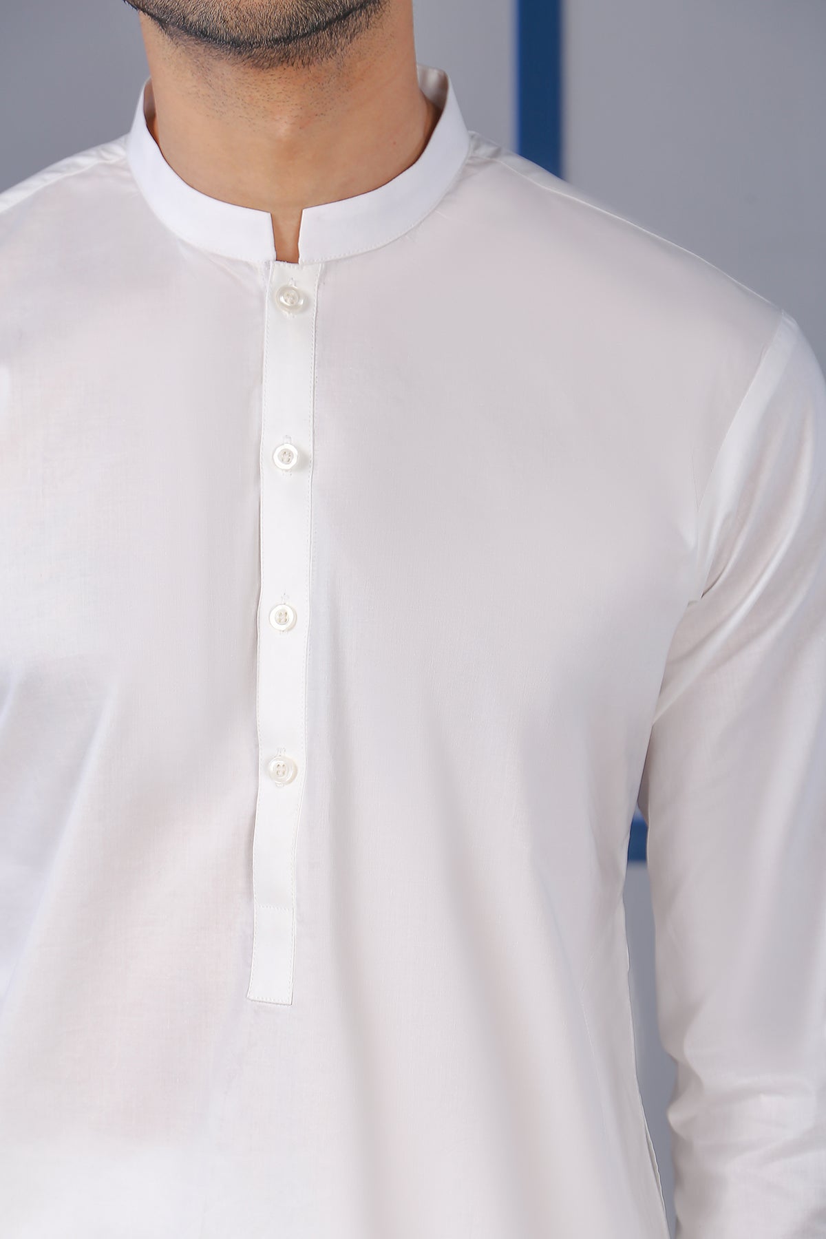 White Pima Cotton Kurta Pajama Set (2-Piece) - Image 3