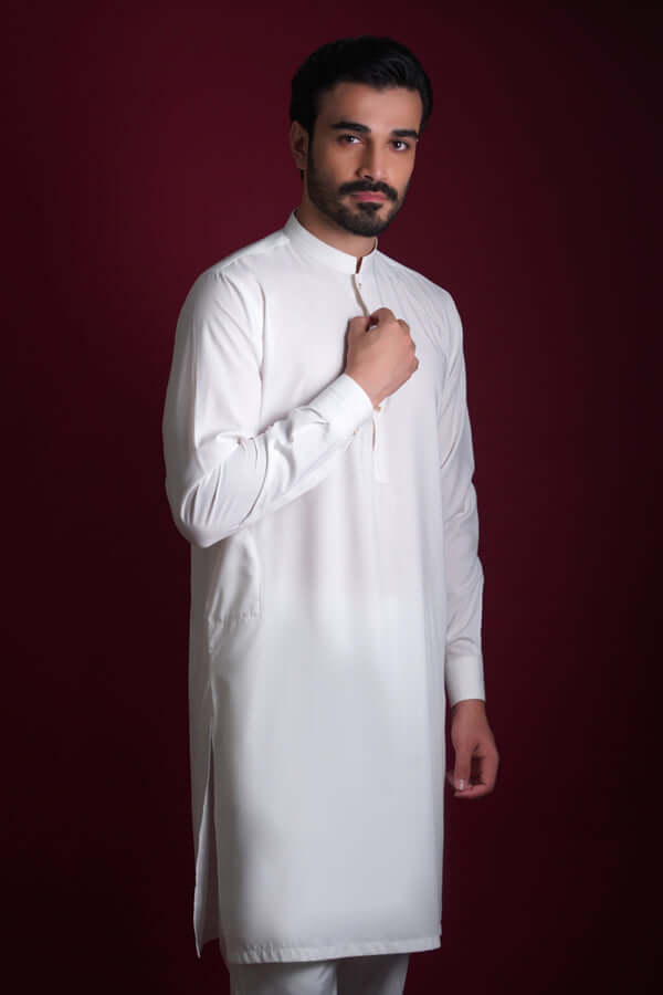 White Pin Tuck Supima Cotton Kurta Pajama (2-Piece) - Image 3