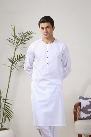 White Wash-and-Wear Kurta Pajama (2-Piece) - Image 2