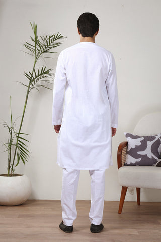 White Wash-and-Wear Kurta Pajama (2-Piece) - Image 4