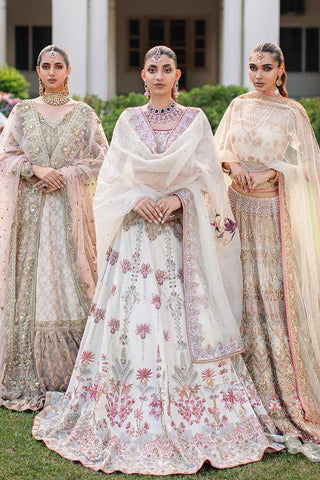 Pakistani White and Red Embroidered Gossamer Lehenga Choli (3-Piece) - Image 3