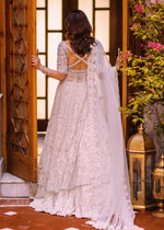 White Embellished Net Bridal Lehenga (3-Piece) - Image 8