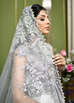 Pakistani White Hand Embroidered Net Bridal Lehenga (3-Piece) - Image 3