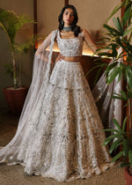 Pakistani White Embroidered Net Lehenga Choli (3-Piece) - Image 2