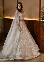 Pakistani White Embroidered Net Lehenga Choli (3-Piece) - Image 4