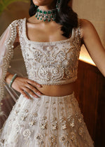 Pakistani White Embroidered Net Lehenga Choli (3-Piece) - Image 5