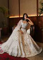 Pakistani White Embroidered Net Lehenga Choli (3-Piece) - Image 6