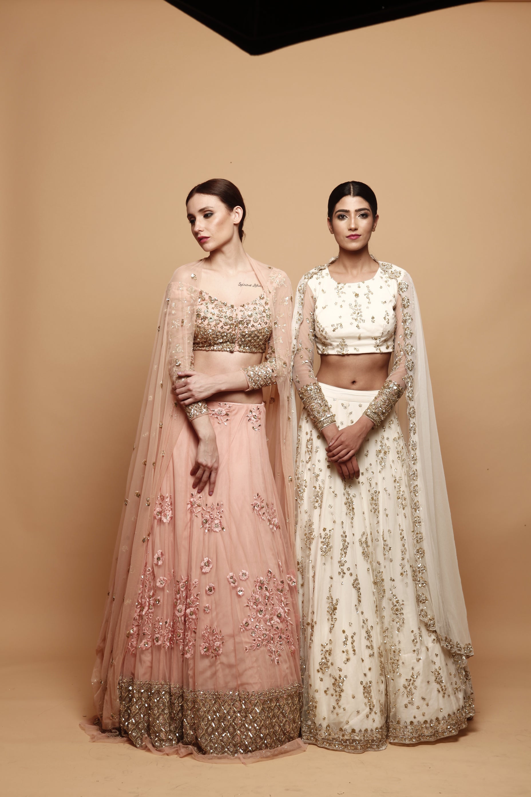 Indian White Embroidered Net Lehenga Set (3-Piece) - Image 2