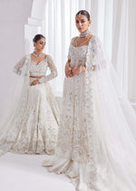Pakistani White Embroidered Net Bridal Lehenga Set (3-Piece) - Image 5