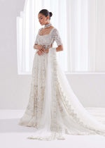 Indian White Embroidered Net Bridal Lehenga (3-Piece) - Image 4
