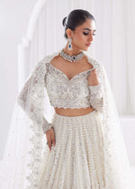 White Embroidered Net Bridal Lehenga (3-Piece) - Image 3
