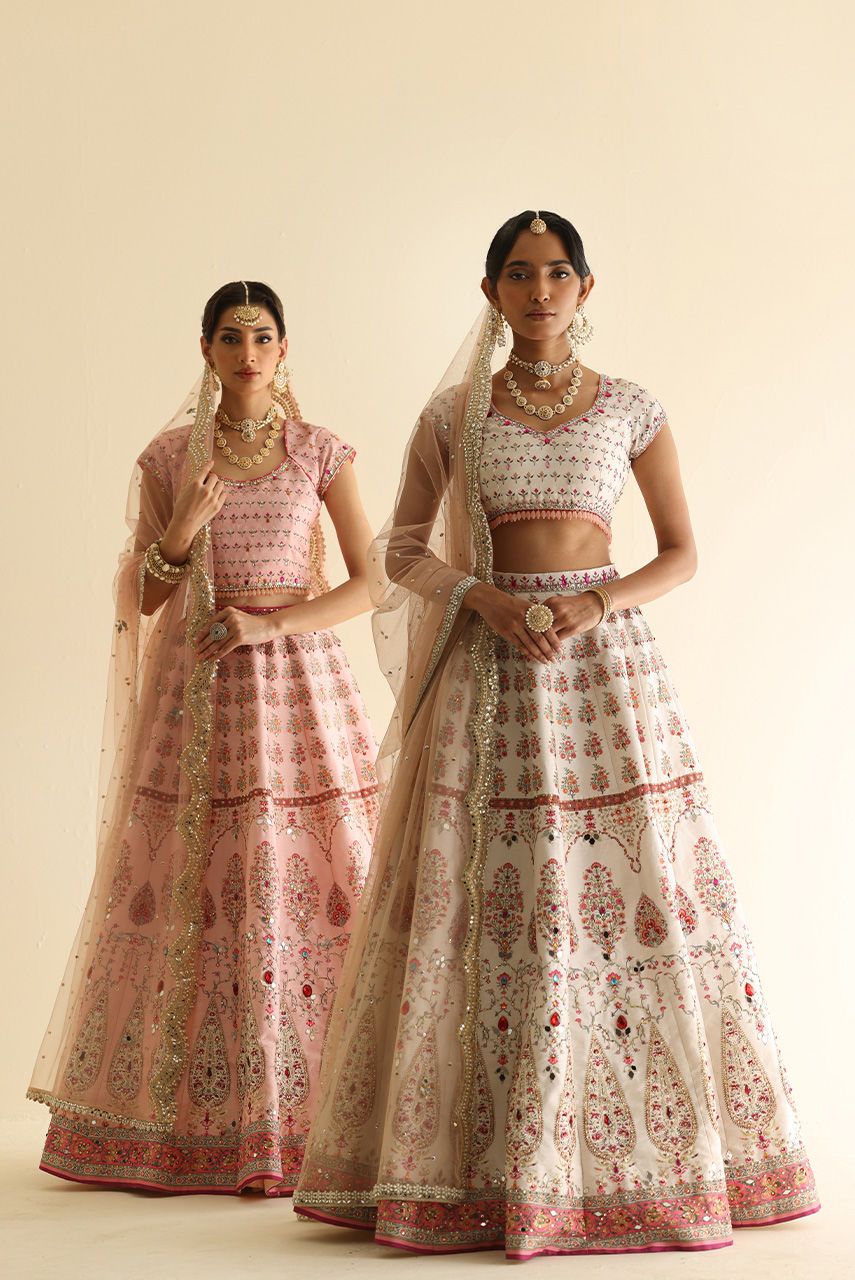 Pakistani White Embellished Raw Silk Lehnga Choli (3-Piece) - Image 8
