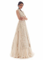 Pakistani White Cutwork Raw Silk Lehenga (3-Piece) - Image 6