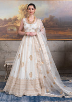 White Gold Block Printed Rawsilk Lehenga Choli (3-Piece) - Image 2