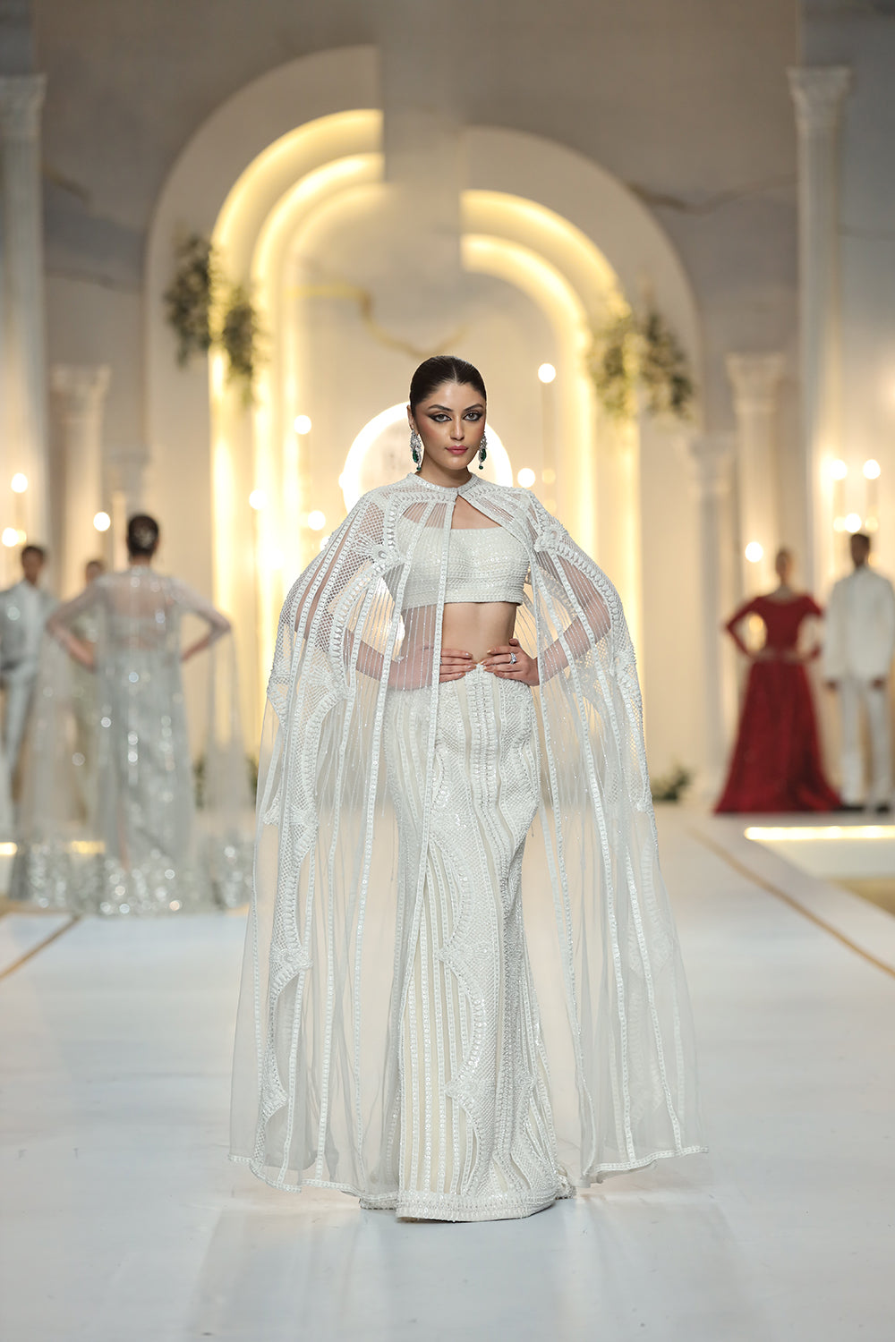 White Hand-Embellished Pure Raw Silk Bridal Lehenga (2-Piece) - Image 1