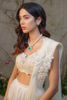 Pakistani White Embroidered Silk Jacquard Lehnga Choli (3-Piece) - Image 3