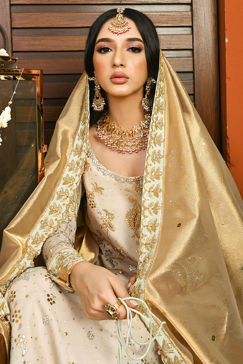 Pakistani White Kamdani Zardozi Silk Lehenga (3-Piece) - Image 3