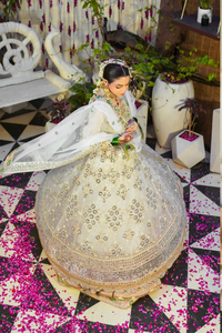 White Mirror & Sequin Silk Bridal Lehenga (3-Piece) - Image 3