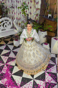 White Mirror & Sequin Silk Bridal Lehenga (3-Piece) - Image 4