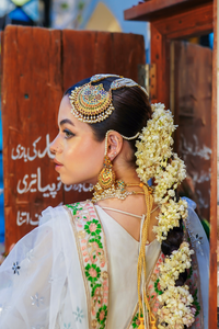 White Mirror & Sequin Silk Bridal Lehenga (3-Piece) - Image 5