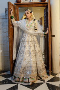White Mirror & Sequin Silk Bridal Lehenga (3-Piece) - Image 6